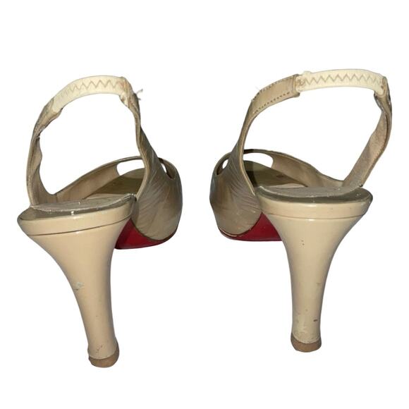 Christian Louboutin Nude Patent Leather Peep Toe Slingback Heels   Size: 38.5 - Picture 6 of 9